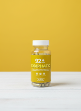 Load image into Gallery viewer, 92+ Lymphatic Cleanse dietary supplement bottle with 90 vegan capsules for lymphatic system support and detoxification
